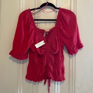 NWT Anthropologie Pilcro Rose Top Size L